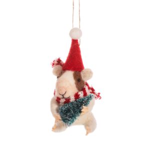 Meerschweinchen mit Baum aus Filz Weihnachtshänger