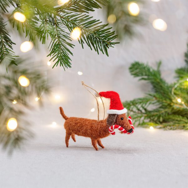 Dackel mit Zuckerstangen-Weihnachts-Anhänger - Sass & Belle – Bild 2