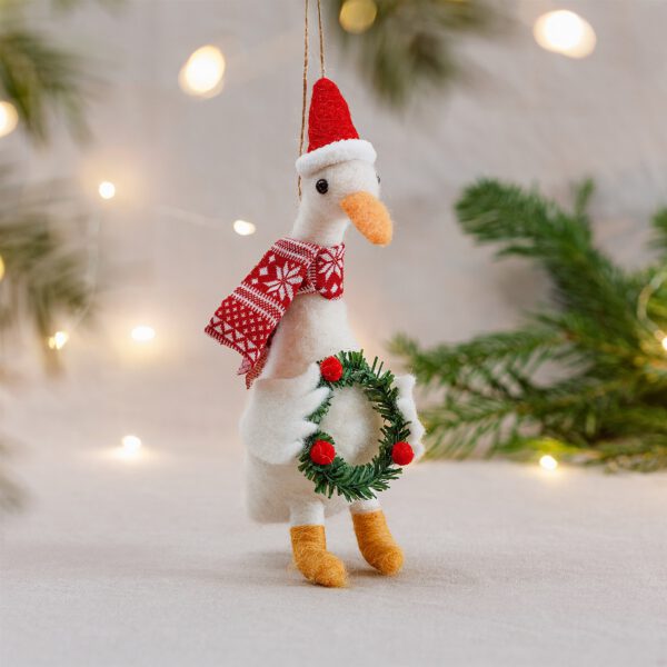 Gans mit Kranz Filz Weihnachtshänger - Sass & Belle – Bild 2