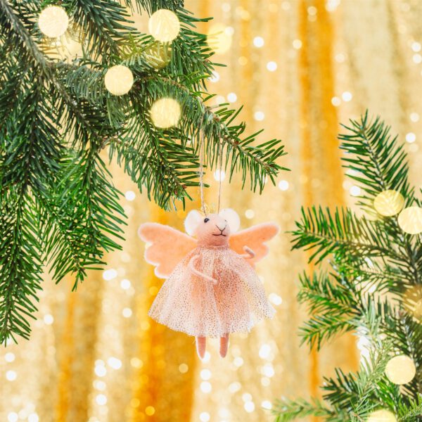 Rosa Maus Prinzessin Filz Weihnachtshänger - Sass & Belle – Bild 2