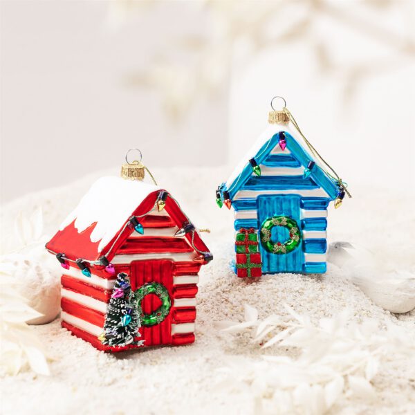 Kleine blau-weiße Strandhaus-Weihnachtskugel - Sass & Belle – Bild 2