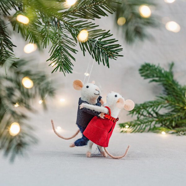 Tanzender Mäusepärchen-Filz-Weihnachtshänger