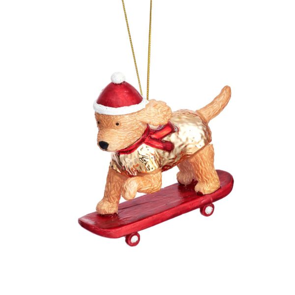 Hund auf Skateboard Weihnachtshänger
