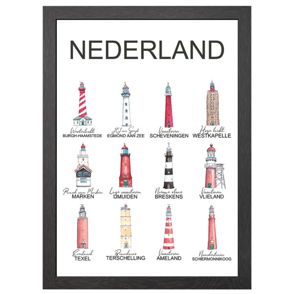 Leuchttürme Niederlande Poster Im A2-Rahmen