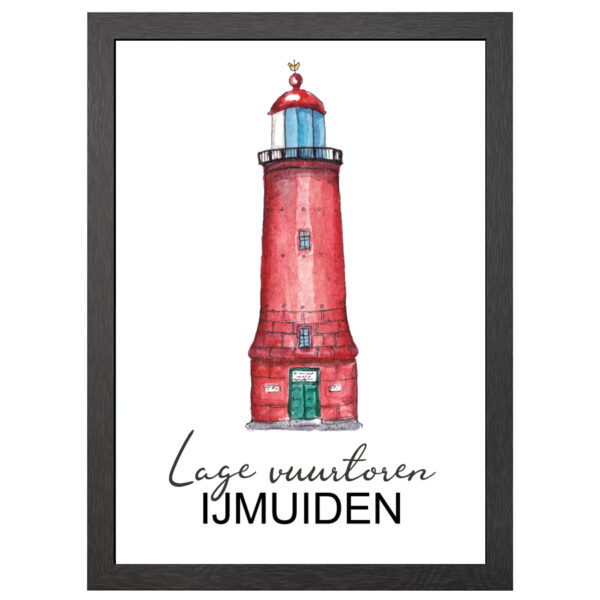 A2 Niedriger Leuchtturm IJmuiden - Poster in Rahmen