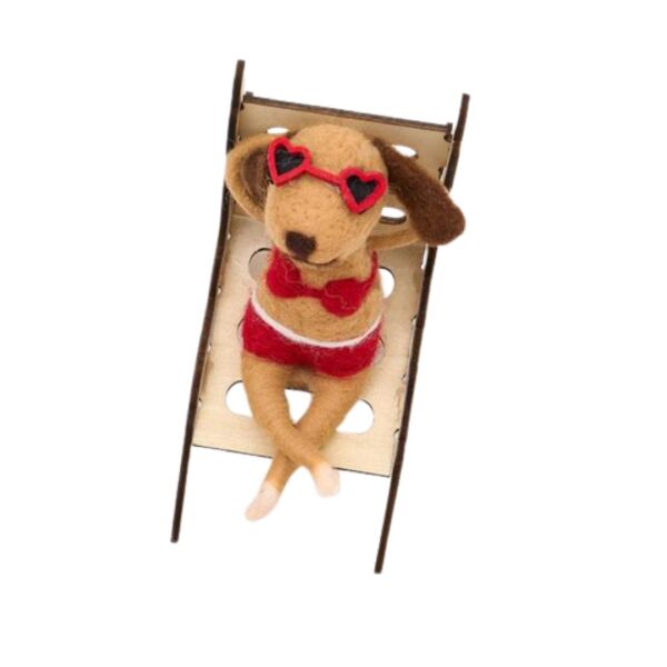Hund auf Strandbett Filz Weihnachtshänger - Batela