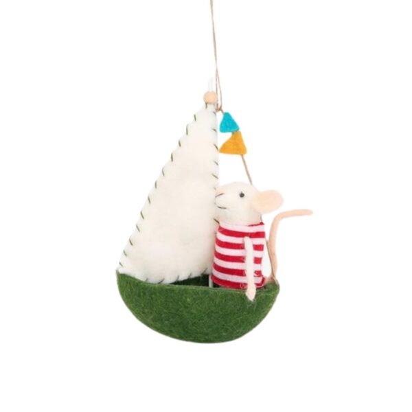 Maus im Boot Filz Weihnachtshänger - Batela
