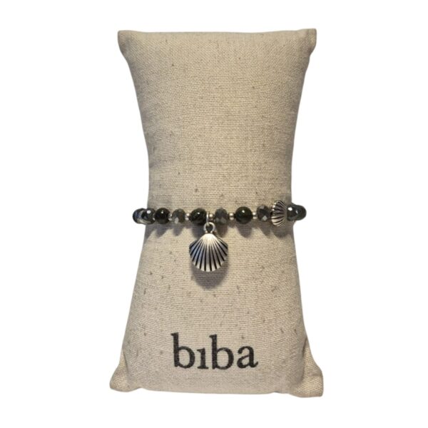 Dunkelgrünes Kristallarmband mit Muscheln - BIBA